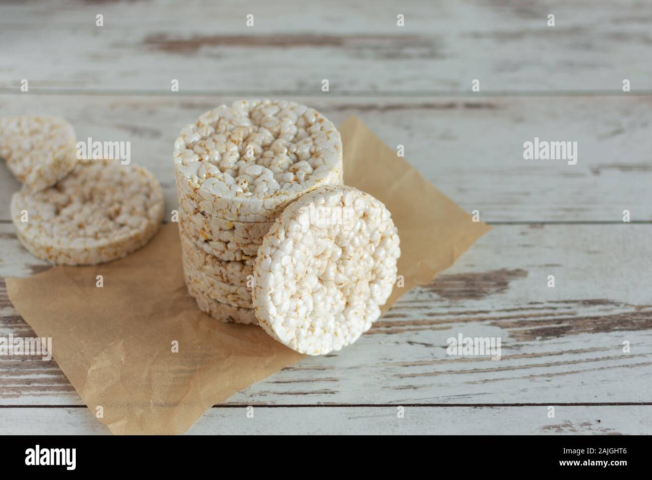 Healthy puffed rice waffles for diet. Rice cakes as a healthy eating