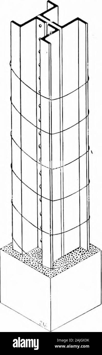 The San Francisco earthquake and fire; a brief history of the disaster; a presentation of facts and resulting phenomena, with special reference to the efficiency of building materials, lessons of the disaster . stiff to spring away from tlieplates or flat sides of the column, and affordsa key for the concrete between the steel mem-ber and the wire. This method of concretecolumn piotection was used also in the mainand south oflices of the Pacific States T. & T.Co., ^fhe California (asket Companys Build-ing and the Flotel St. Francis. HoTKL Hamilton. Sonlli Siilo of ICIlis Sti-wl, between .Mason Stock Photo