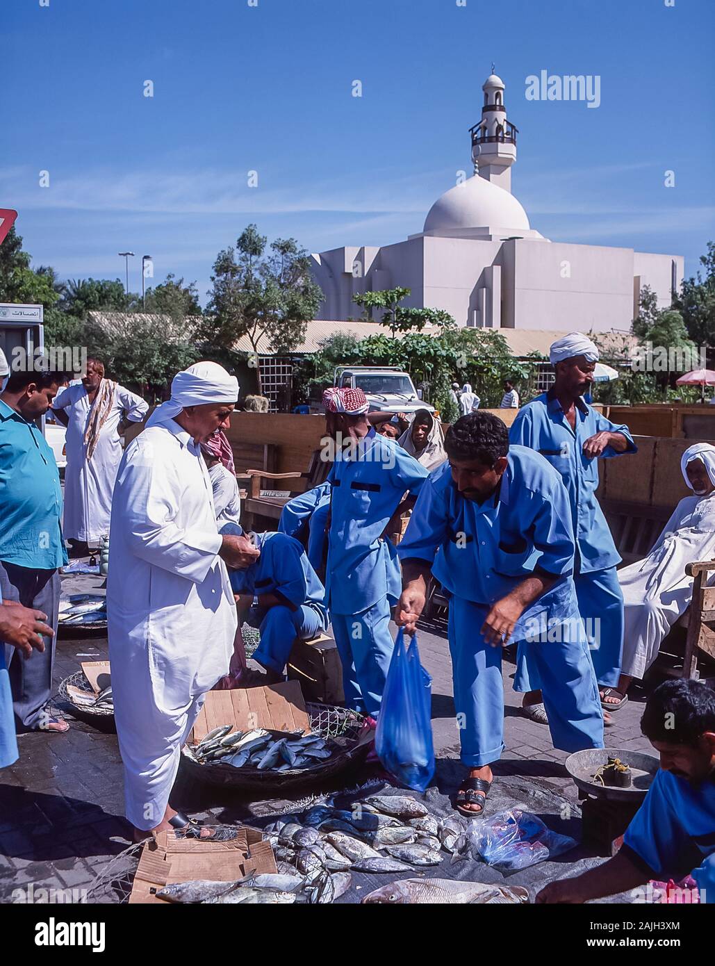 Dubai. The colourful street scene of Dubai fish market held on the