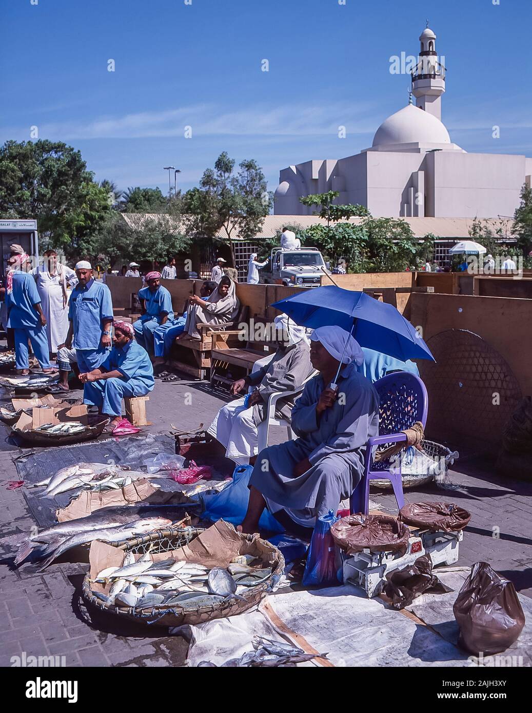 Dubai. The colourful street scene of Dubai fish market held on the
