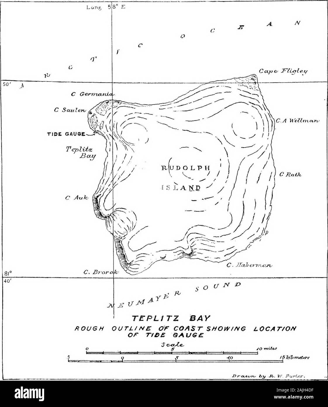 Scientific results obtained under the direction of William J Peters ... . TIDAL OBSERVATIONS 495 RBCORDS The following are the original uncorrected readings of the tide gauges at Cape Flora andTeplitz Bay. The high and low water observations are denoted by the letters H andIt, respectively, and following the reading. A swell or light swell, if noted at observation,is denoted by an asterisk (*) or dagger (f). At Cape Flora, no wind register being available,the anemometer dial readings in miles were recorded, as also the true direction ; the anemo-meter dial read from zero to 990 miles. For the Stock Photo