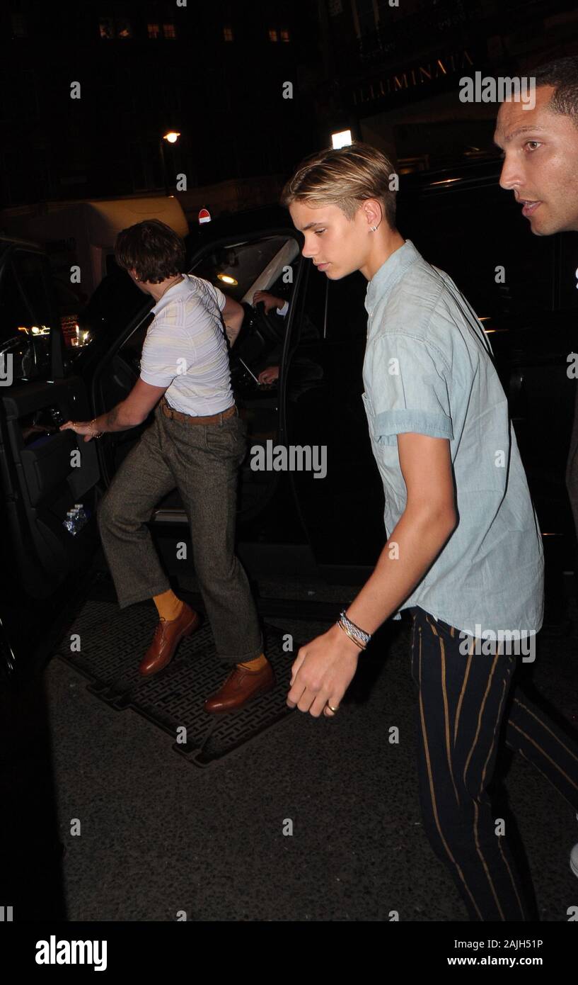 Romeo Beckham and Brooklyn Beckham at Victoria and David Beckhams