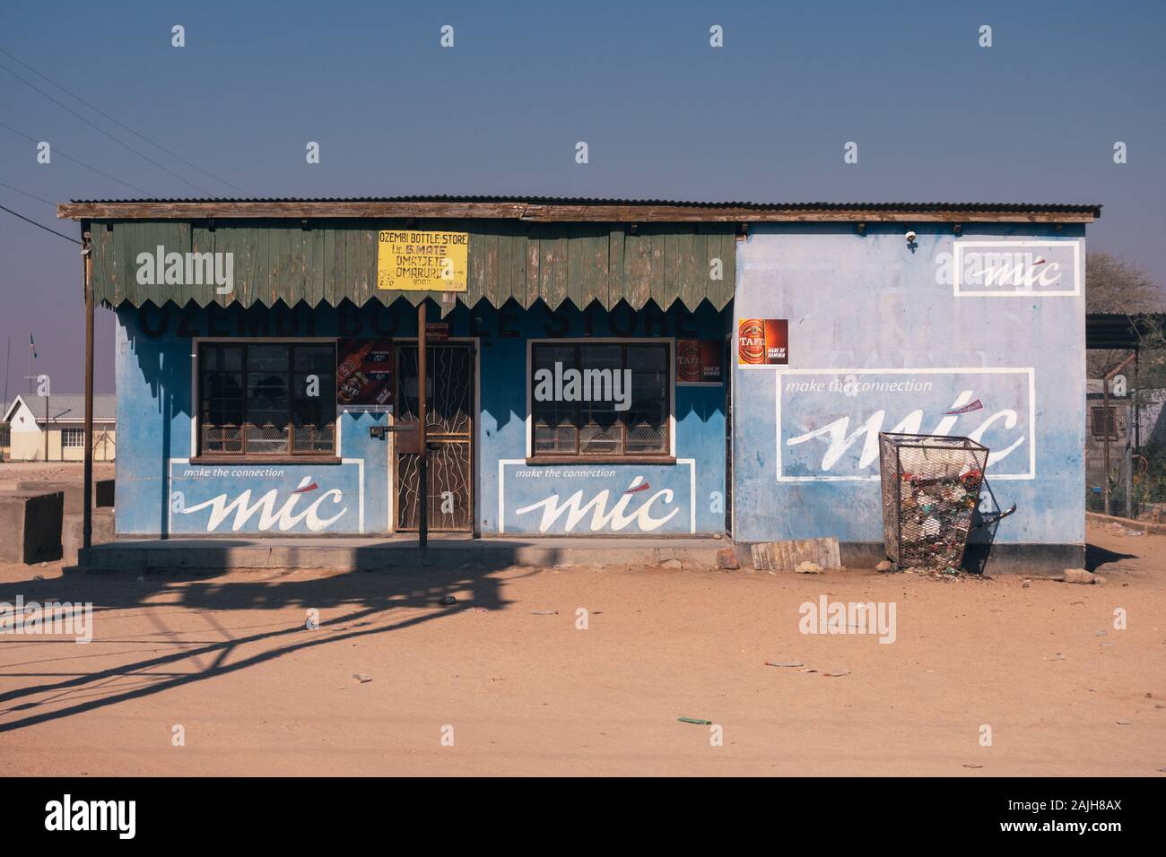 Omatjette, Erongo Region, Namibia - July 24 2019: Bottle Store, a Liquor Store selling Beer in a Local Community in Omatjette, Namibia, Africa. Stock Photo