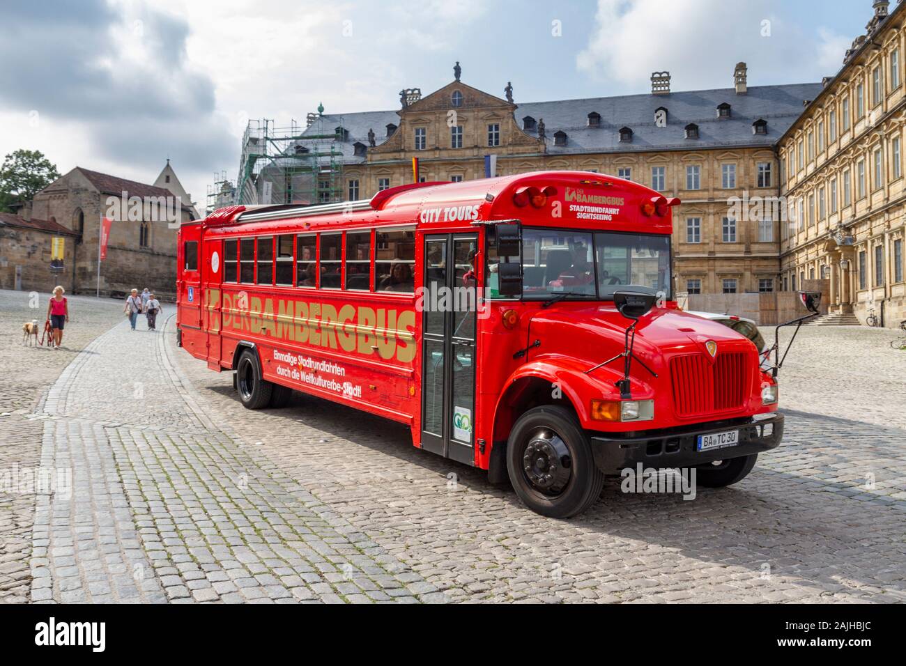 The City Tours Der BambergBus in Bamberg, Upper Franconia, Germany. Stock Photo