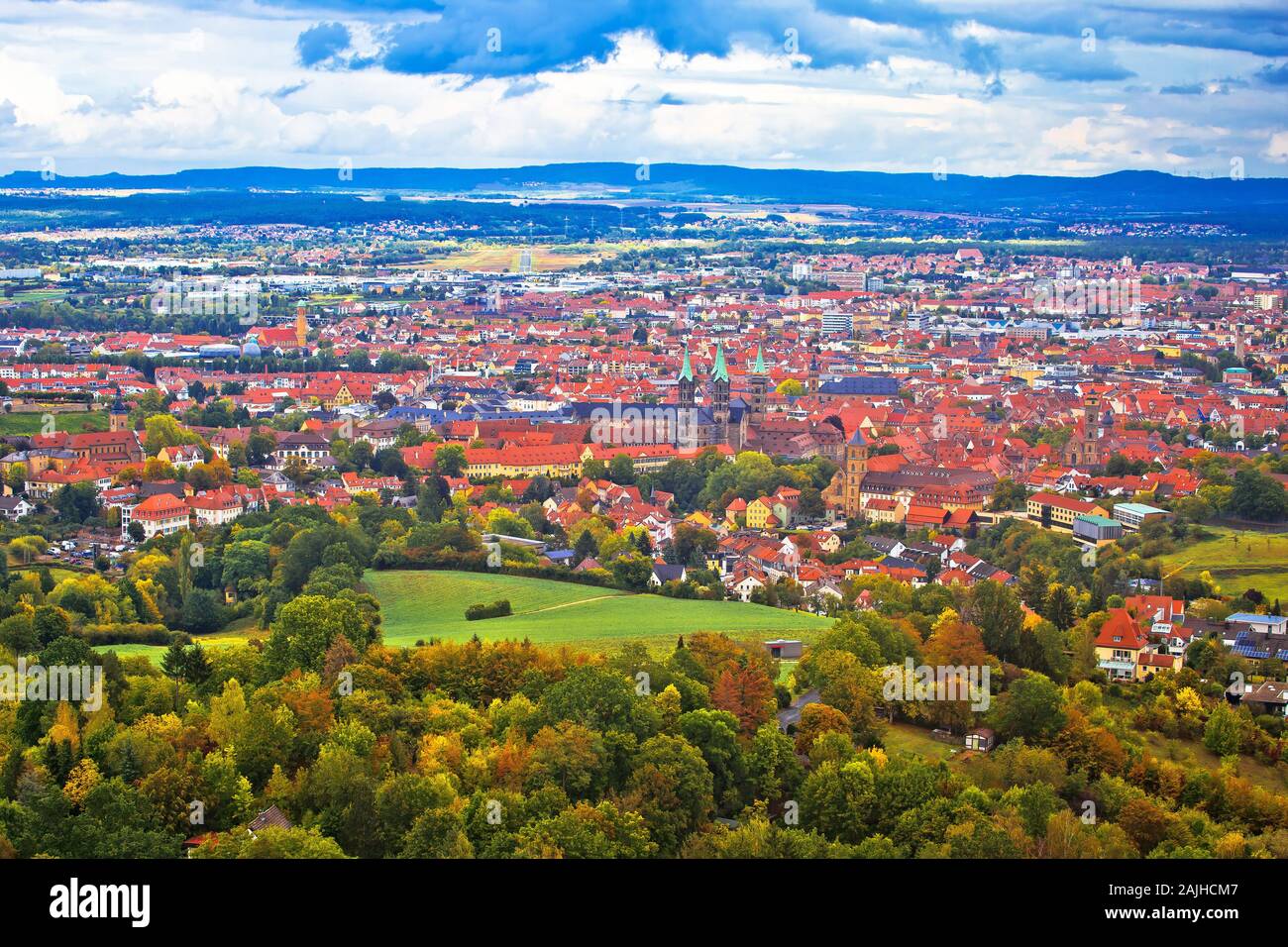 Bamberg. Aerial panoramic view of town of Bamberg, Upper Franconia, Bavaria region of Germany Stock Photo