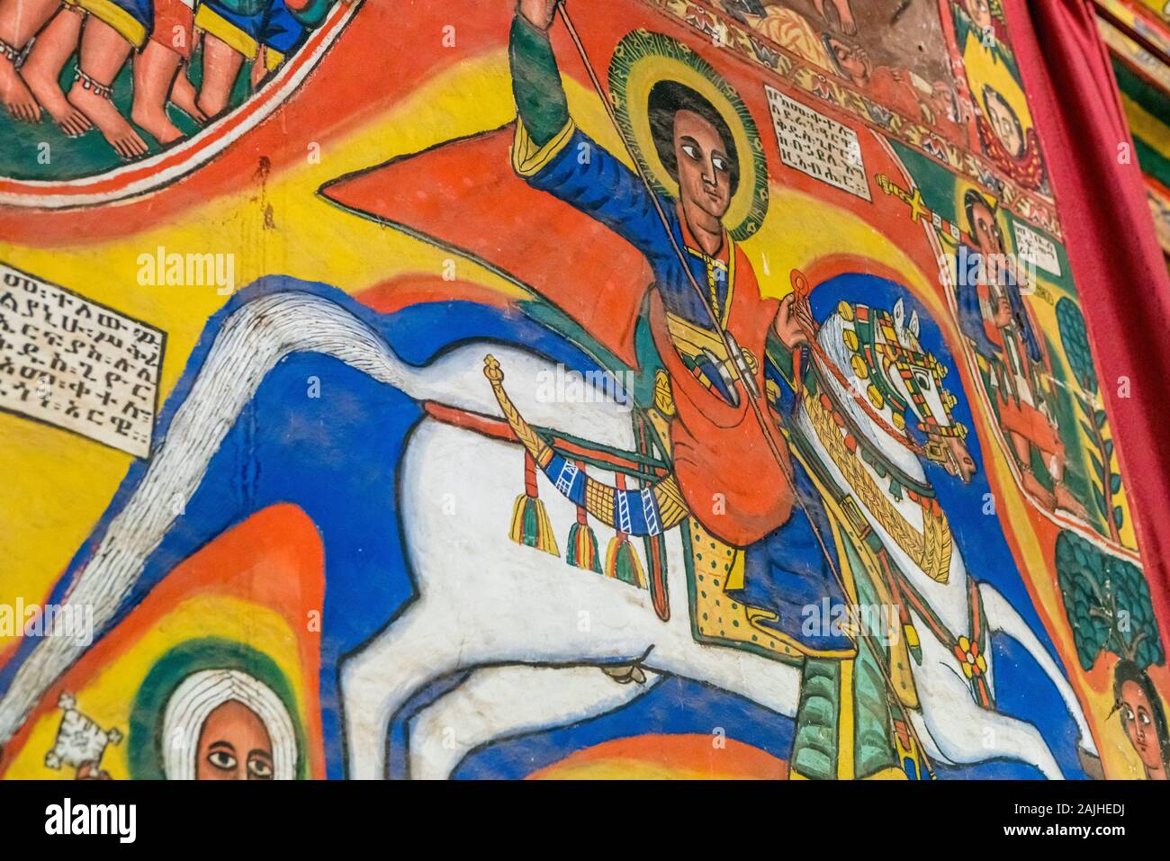 Religious Mural Decorating The Wall Of An Ethiopian Orthodox Monastery In Lake Tana Ethiopia Stock Photo Alamy