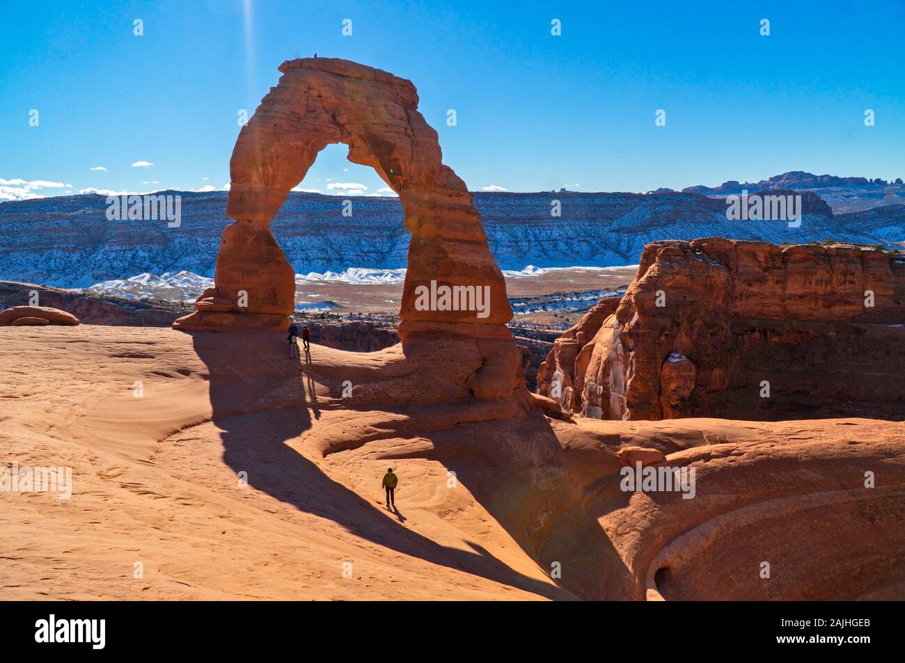 The Delicate Arch, famous orange rock formation in Arches National Park, Utah, USA. Stock Photo