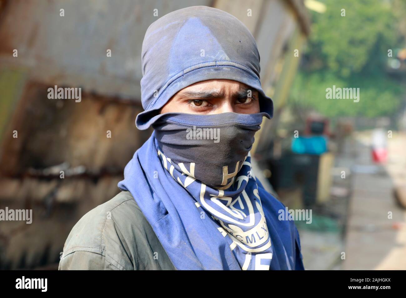 Dhaka, Bangladesh January 01, 2020 Bangladeshi workers working at a