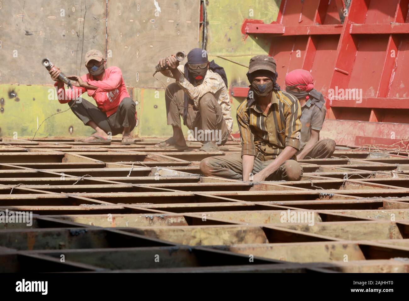 Dhaka, Bangladesh January 01, 2020 Bangladeshi workers working at a