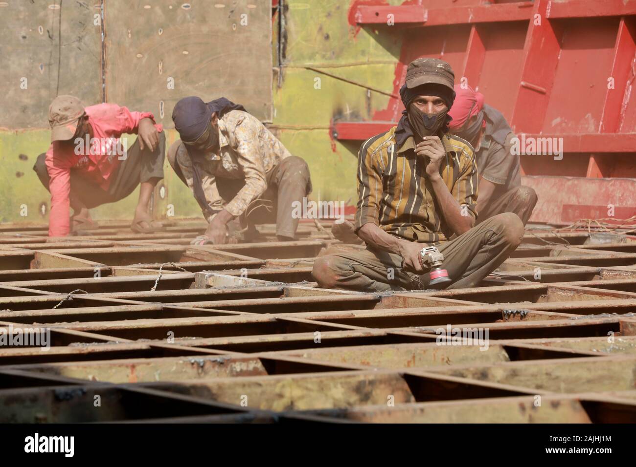 Dhaka, Bangladesh January 01, 2020 Bangladeshi workers working at a