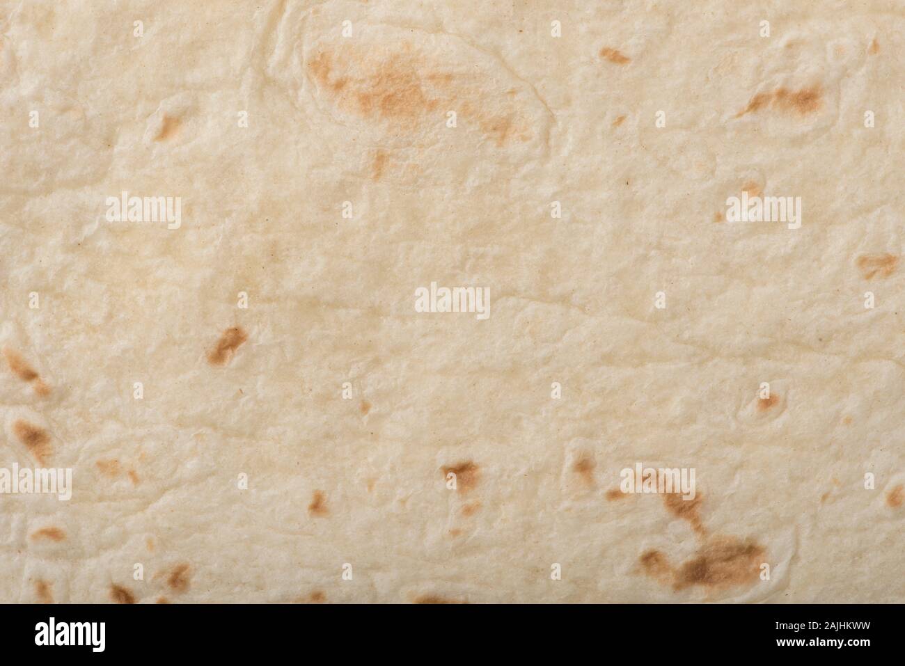 Closeup texture of a flour tortilla. Stock Photo