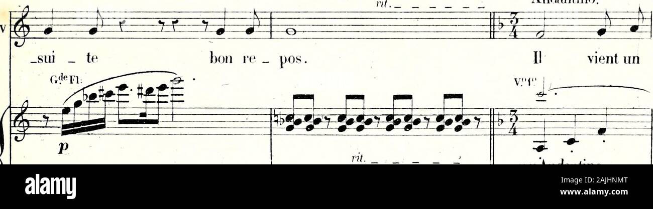 Robinson Crusoé; opéra comique en 3 actes (5 tableaux) . ggrggïgg^g3r Andantino.. ffi£k /l^&fc ppÀndanfino. P (Vendredi se retire lentement.) $ê mmm- £ S S ^^ jour où Ion voit un sou  ri   re doux comme ce.iui dunf fleur ^ . 1 m &^* f^ ^r^- 3= S #s g—E fc=f — =^1=^ f ^Et 172 t^^l (d.ins l.i coulisse) ? doux   comme une fleur ah! i ? è ? À m un sou   ri ce m i r r w ^—^r * ^ Cl.,rBai-un j2Tt f.,rBnss.in ^m =e=r ?3 Lenfo.(J=60) i -ï . ? # * c doux comme u ne $l&lt;ur -€»- ^Z -6- £ ^ ? ? ?*; t*«- : Q3E * F Stock Photo