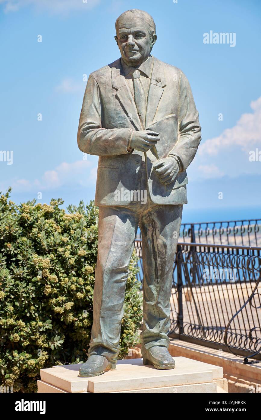 Statue of Carm Lino Spiteri, architect and member of Maltese parliament in Mellieha, Malta Stock Photo