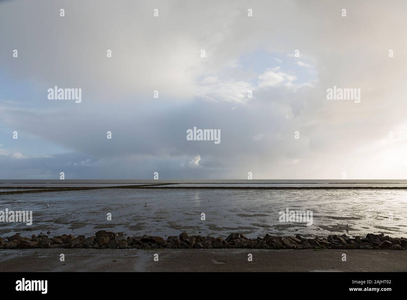 Wattenmeer, Ebbe, Regen, Keitum, Sylt Stock Photo