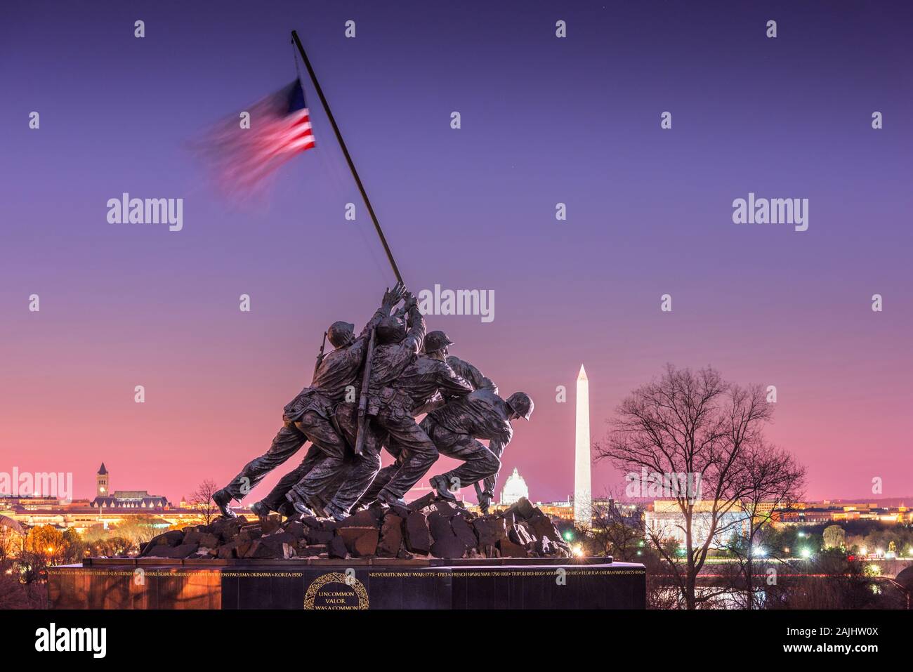 WASHINGTON, DC APRIL 5, 2015 Marine Corps War Memorial at dawn. The
