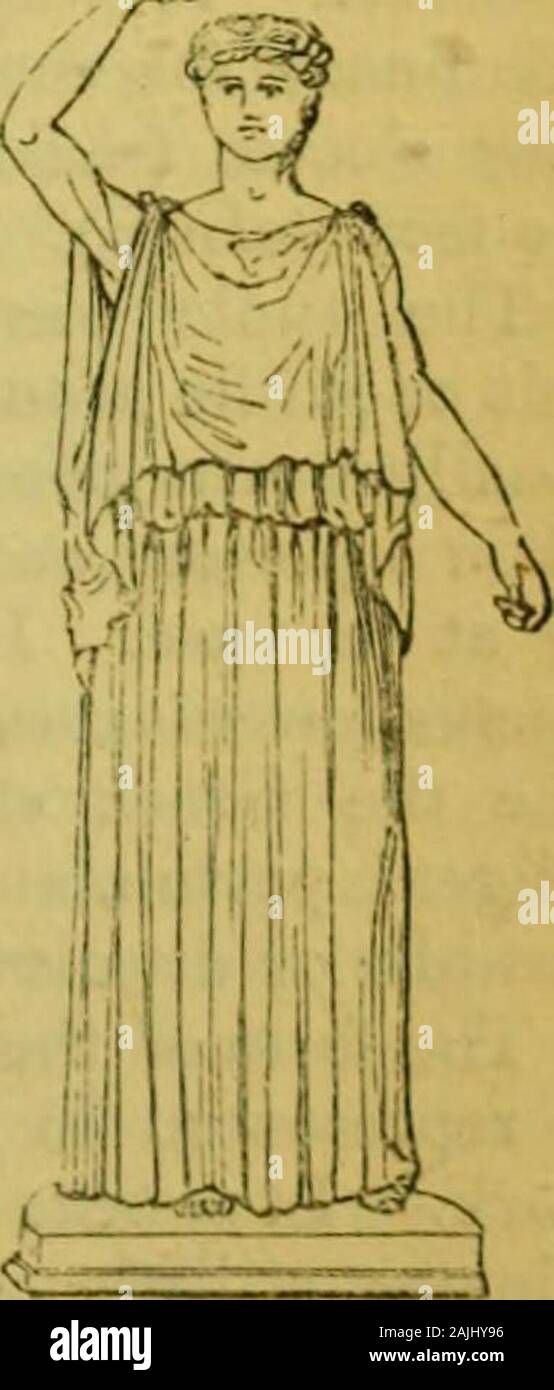 School dictionary of Greek and Roman antiquities . DIPIOIDIA, liOnSLE  CHITCNS. s 5 394 TUNICA. Since the Dlploidion was fastened overthe  shoulders by means of buckles or clasps,it was called Epomis (e-rwyutj),