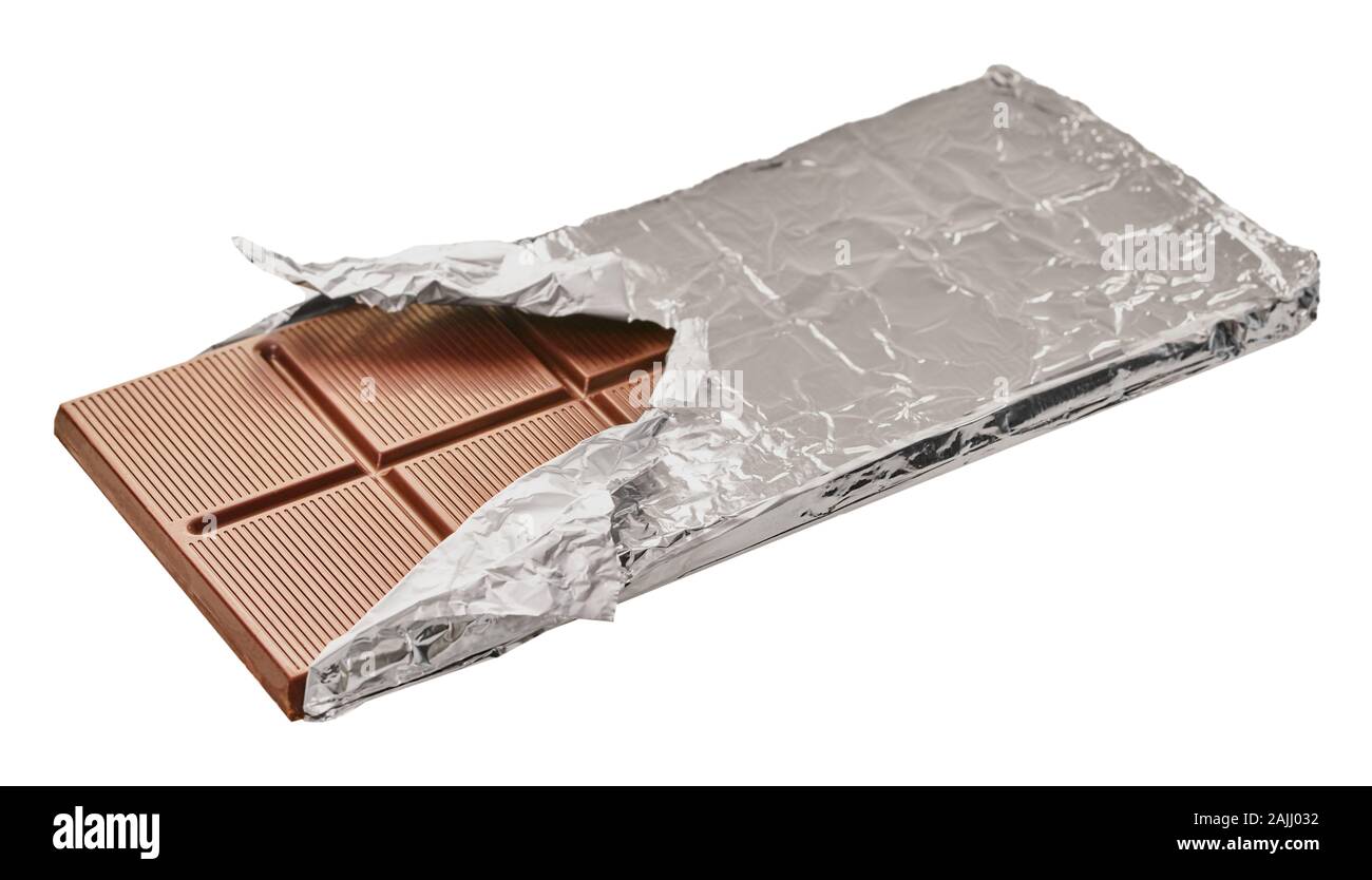 chocolate bar in foil on a white isolated background Stock Photo - Alamy