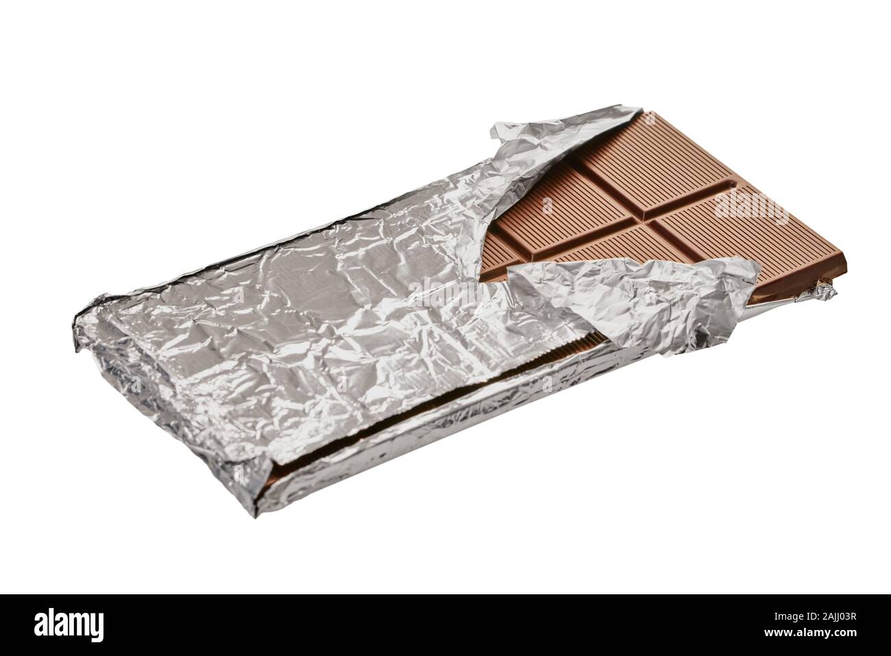 chocolate bar in foil on a white isolated background Stock Photo - Alamy