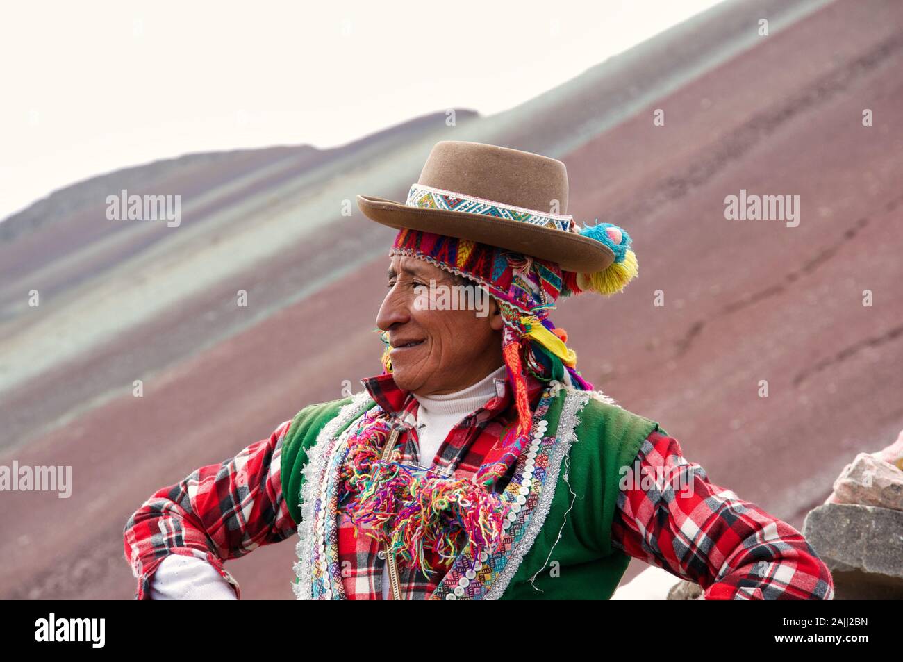 Peruvian man in traditional clothes Stock Photo