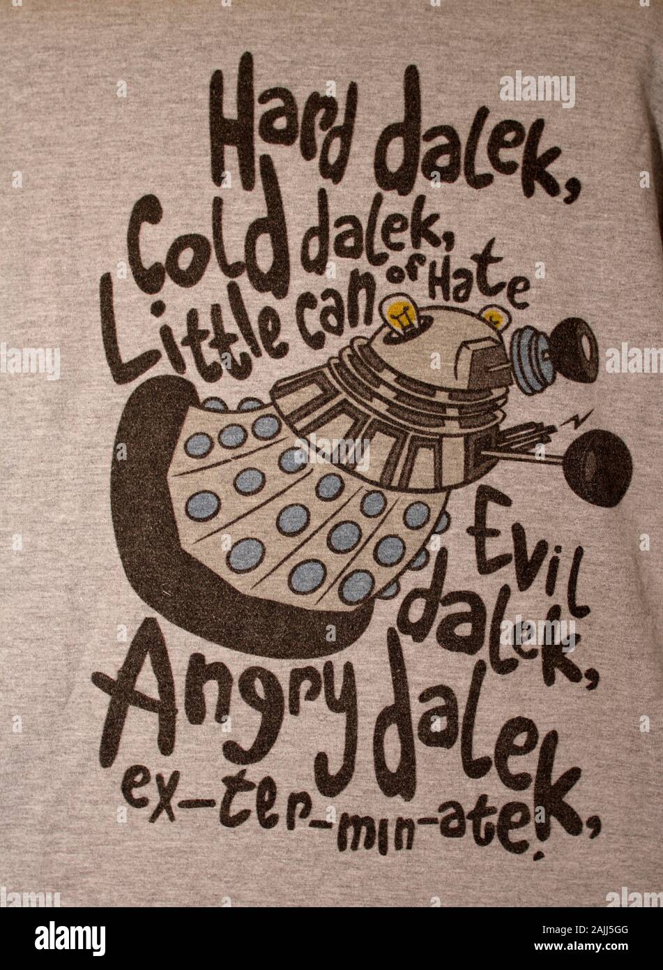 Big Bang T-Shirt, Hard, Dalek, Cold Dalek, Little Can of hate, Evil Dalek, Angry Dalek, Ex-Ter-Min-ate, Gildan premium cotton, extra large Name: Big B Stock Photo