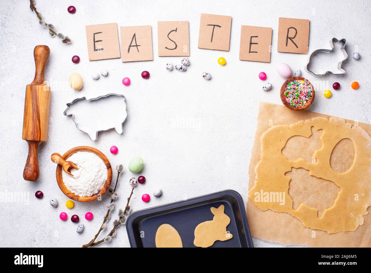 Gingerbread dough for cooking Easter cookies Stock Photo