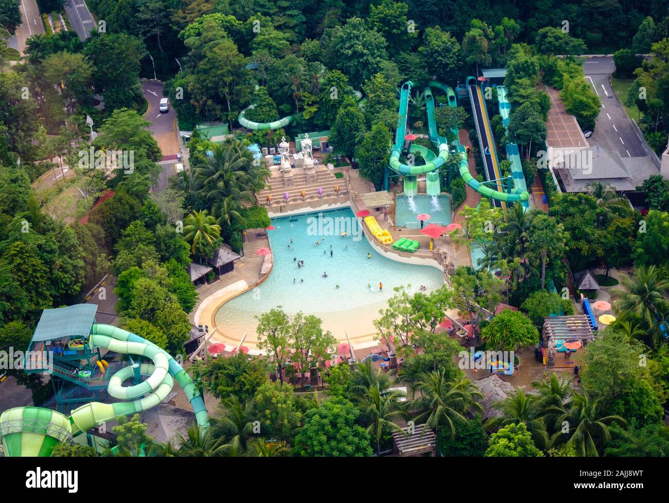 Singapore-15 NOV 2019:Singapore sentosa water park aerial day view Stock Photo