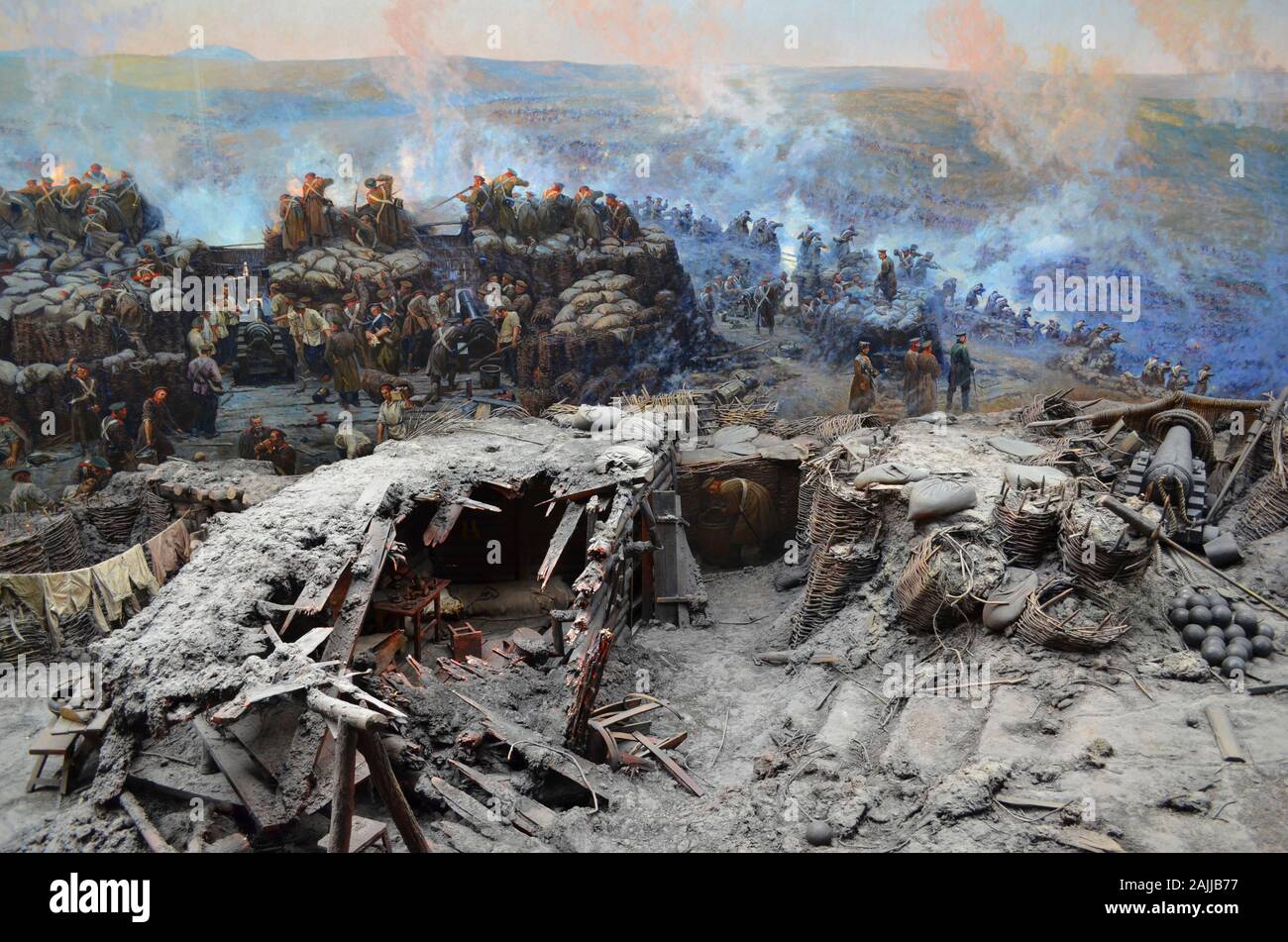 Crimea, Sevastopol - May 16.2012: battle on Malakhov Hill June 6, 1855. On this day 75000th Russian army successfully repelled the onslaught 173,000th Stock Photo