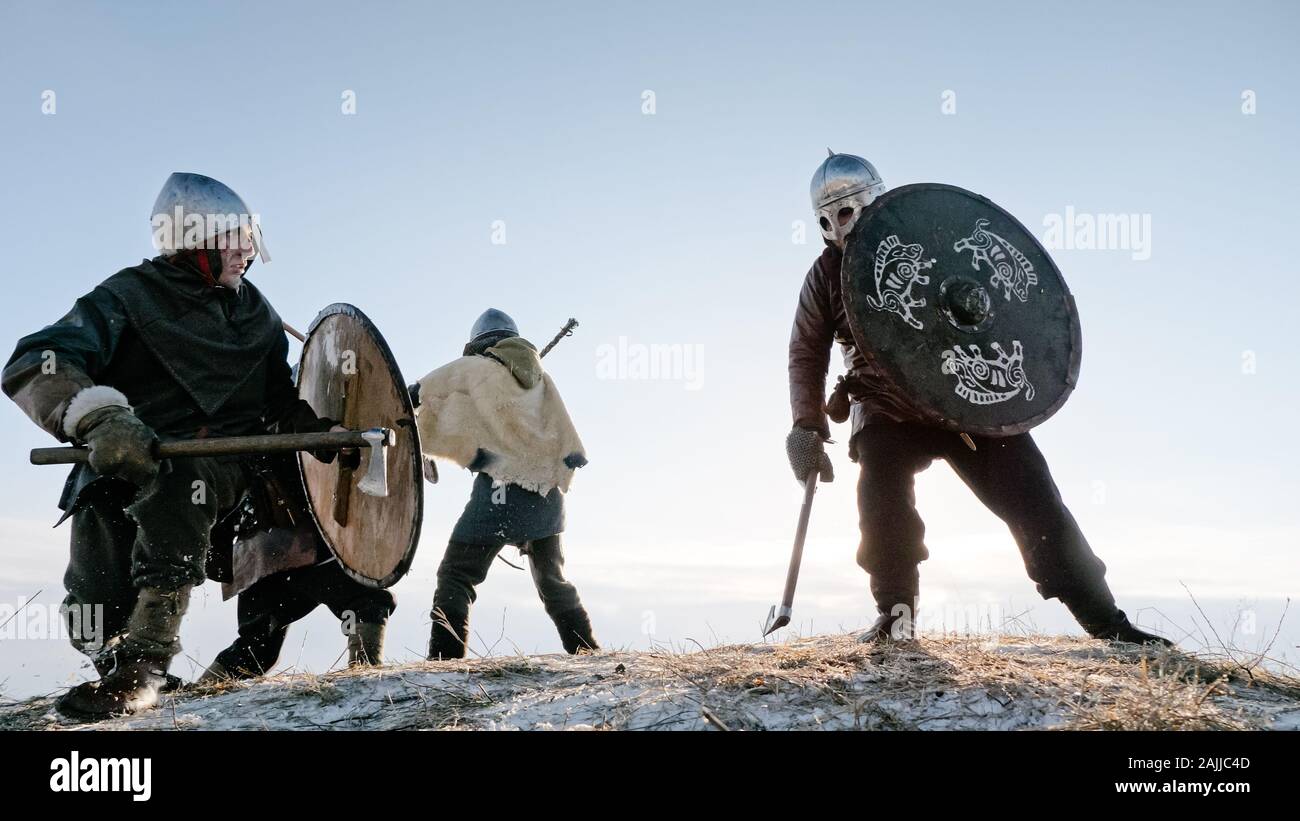 Medieval warriors fighting during sword hi-res stock photography and ...