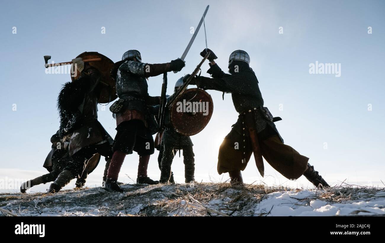 Medieval warriors fighting during sword hi-res stock photography and ...