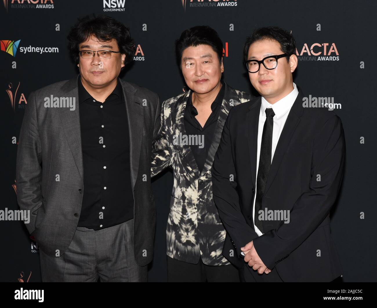 03 January 2020 - Hollywood, California - Bong Joon Ho, Song Kang Ho and Han Jin Won. 9th Annual Australian Academy Of Cinema And Television Arts (AACTA) International Awards. Photo Credit: Billy Bennight/AdMedia /MediaPunch Stock Photo