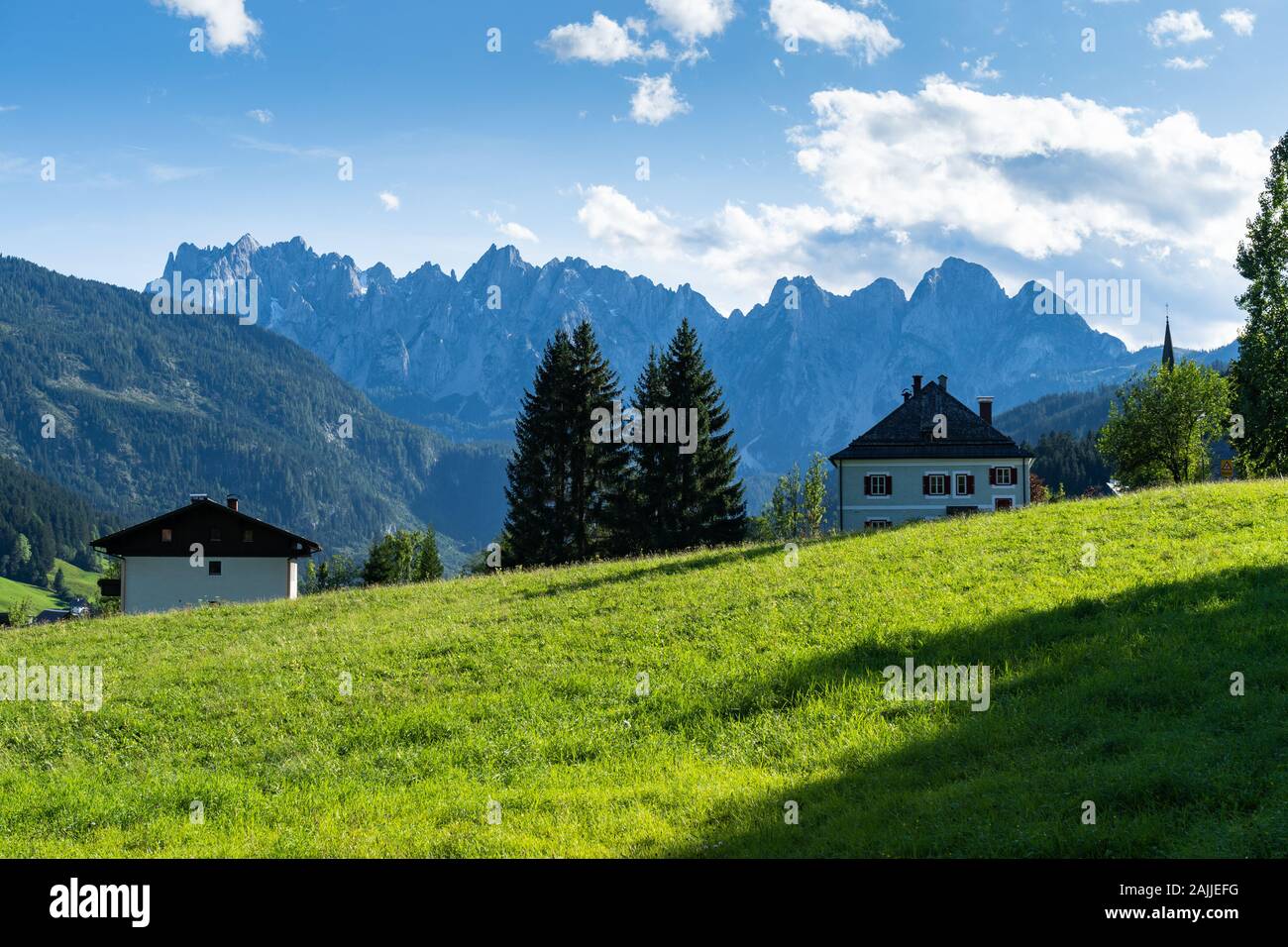 Gosau, Austria 12. September 2019: Gosau is a small village in the Austrian Alps that is surrounded by a very beautiful landscape full of lakes and Stock Photo