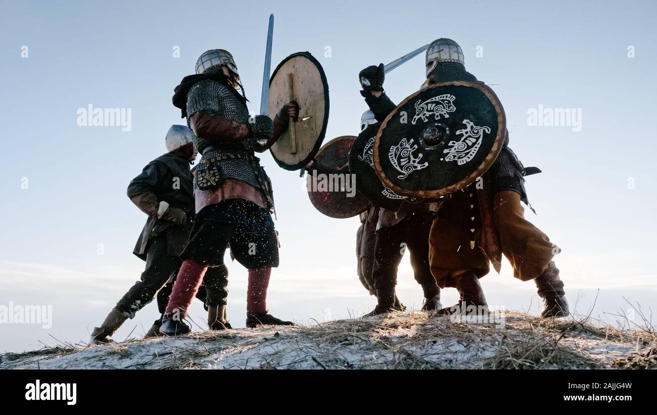 Medieval warriors fighting during sword hi-res stock photography and ...