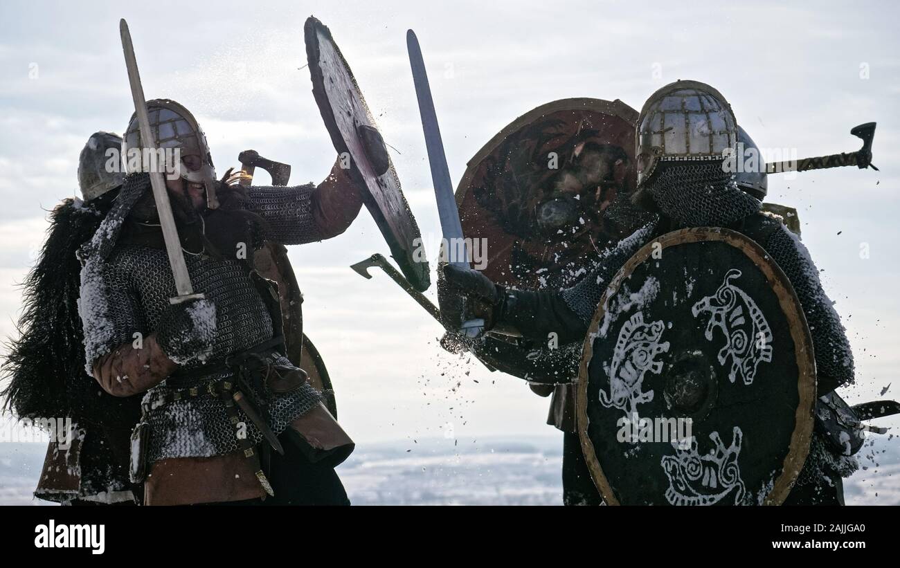 Medieval warriors fighting during sword hi-res stock photography and ...