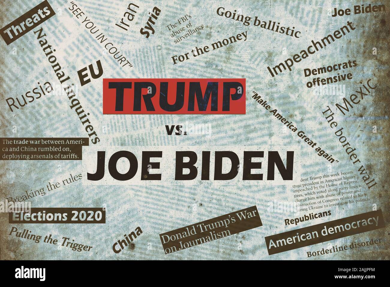 New York Usa January 04 Ilustrative Collage With Newspaper Headlines And Text About The Us President Donald Trump And The Democrat Politicia Stock Photo Alamy