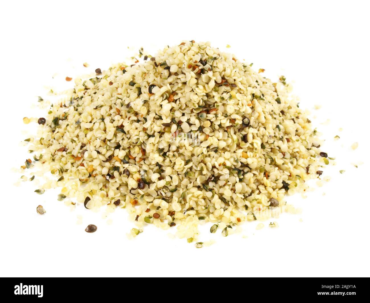 Shelled Hemp Seed on white Background Stock Photo - Alamy