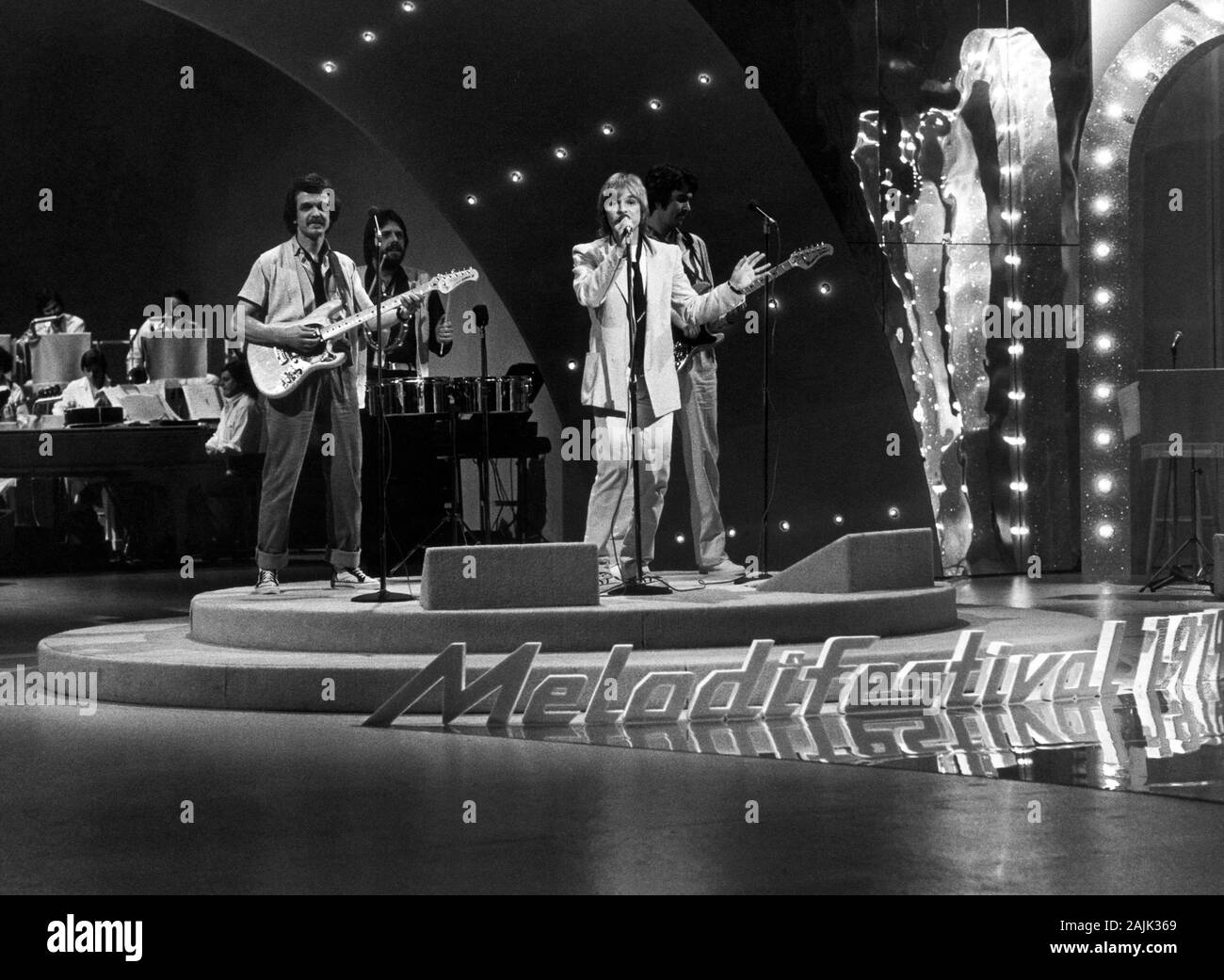 Ola Håkansson with his band Secret Service at Swedish sellection for Eurovision song contest Stock Photo