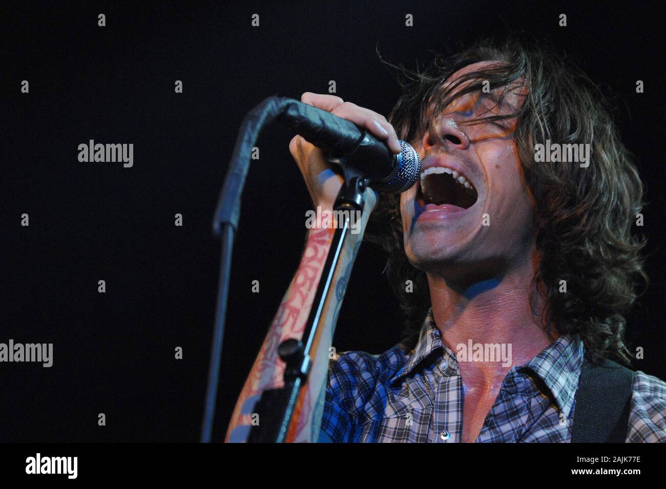 Milan  Italy, 16 September 2007 ,Live concert of Incubus at the Alcatraz : The singer of Incubus, Brandon Boyd, during the concert Stock Photo