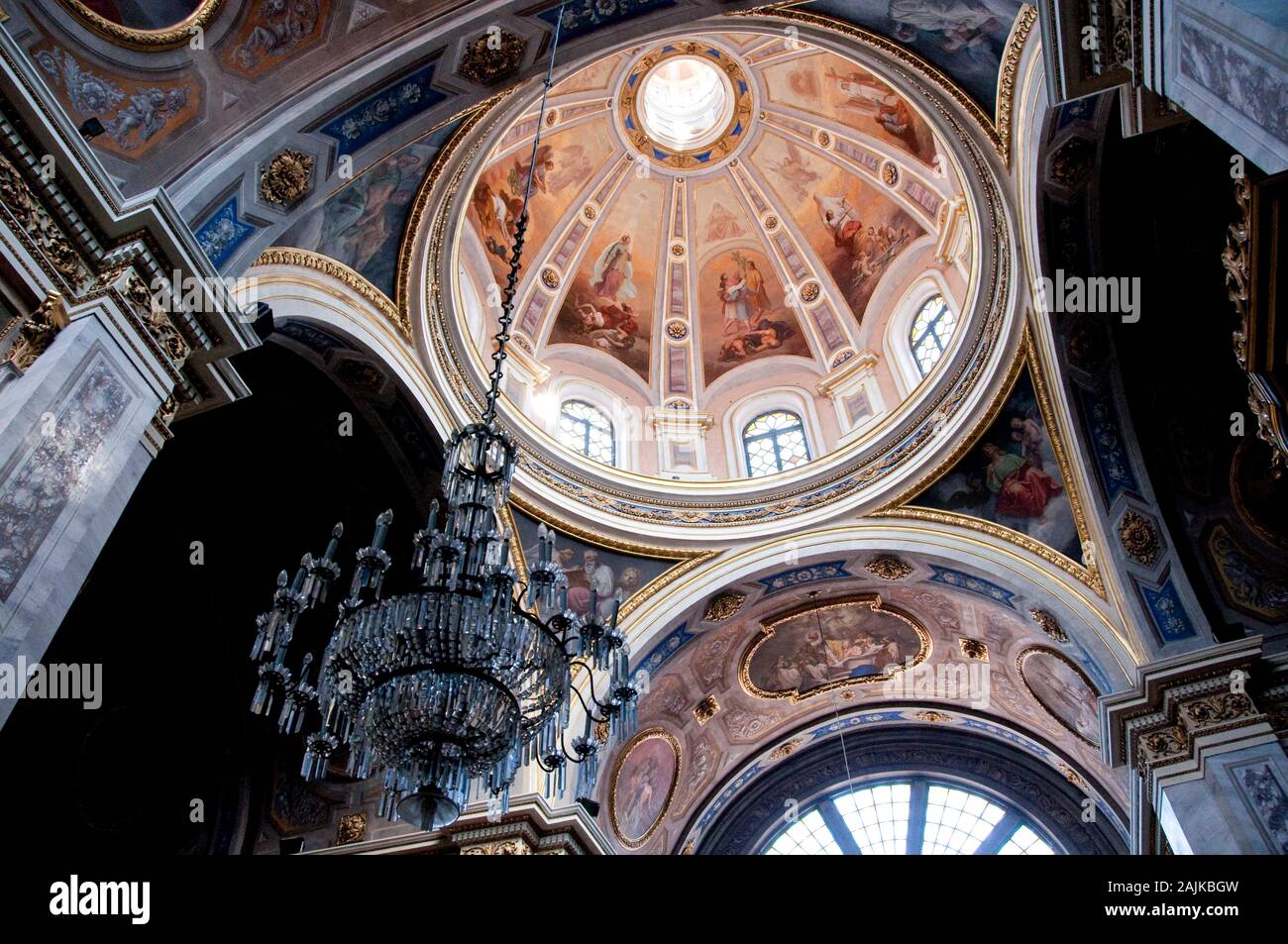 Ceiling in a church in Vigevano, Italy Stock Photo