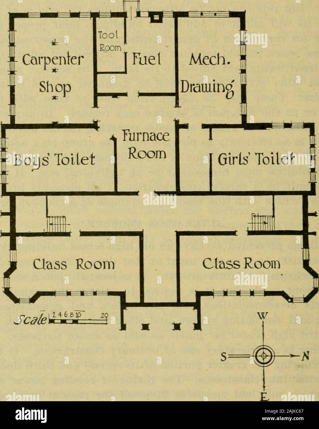 High-school buildings and grounds . umand auditorium arranged to serve maximum .school and community uses, facili-ties for vocational work, enlarged si)ace for the heating and ventilating i)lant,acconmiodations for a double cni-ollnicnt, and the maintenance throughout ofsafety, sanitation, and iiro|ier lighting. 42 HIGH-SCHOOL BUILDINGS AND GEOUNDS. Referring again to the problem, it may be stated tliat the changes in the struc-tural or bearing walls of the old building sliould be of such a nature as to re-quire no serious alterations or expense. On account of the nonfireproof charac-ter of th Stock Photo