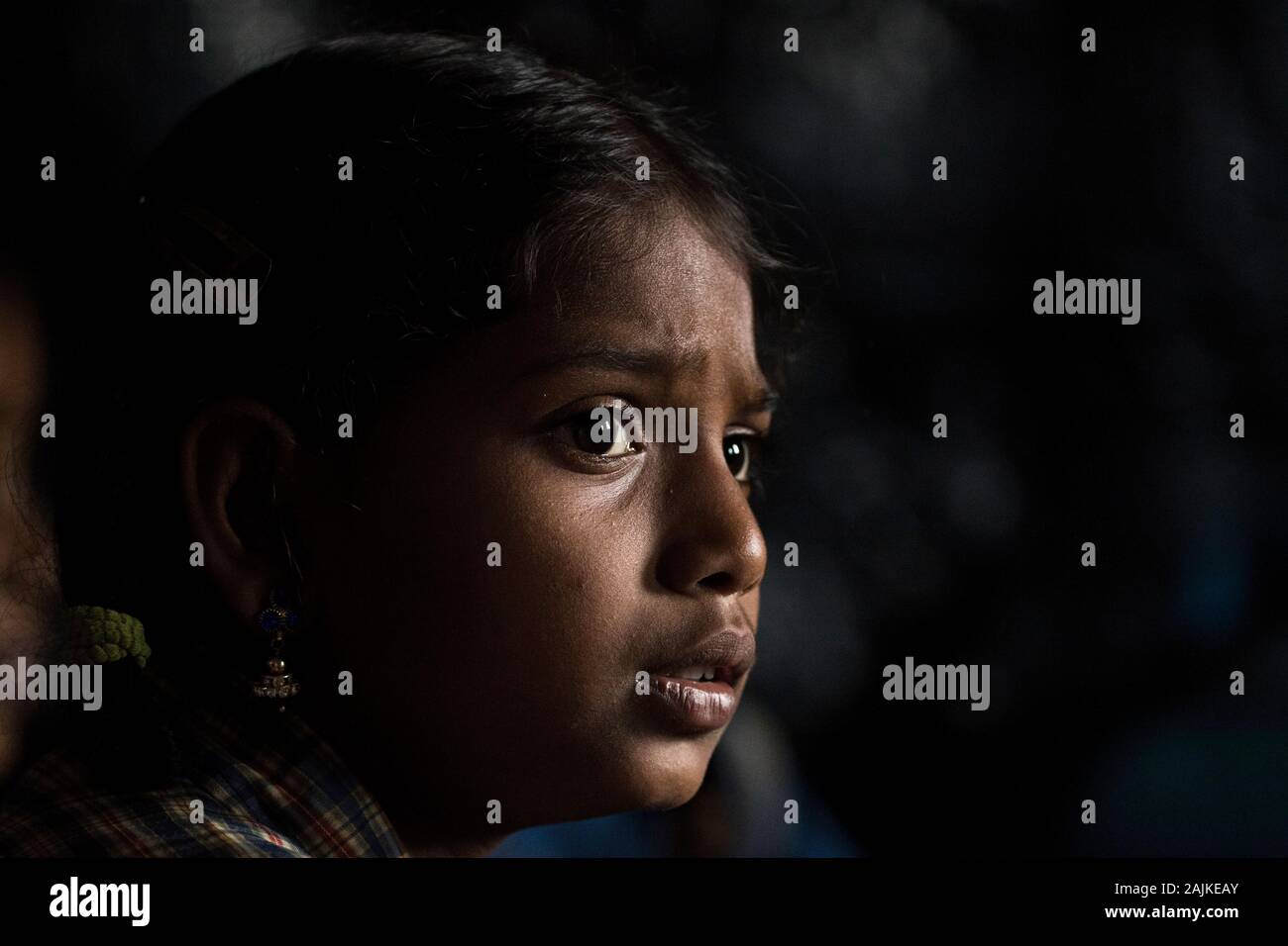 Portrait of tribal village girl from western ghats of India Stock Photo