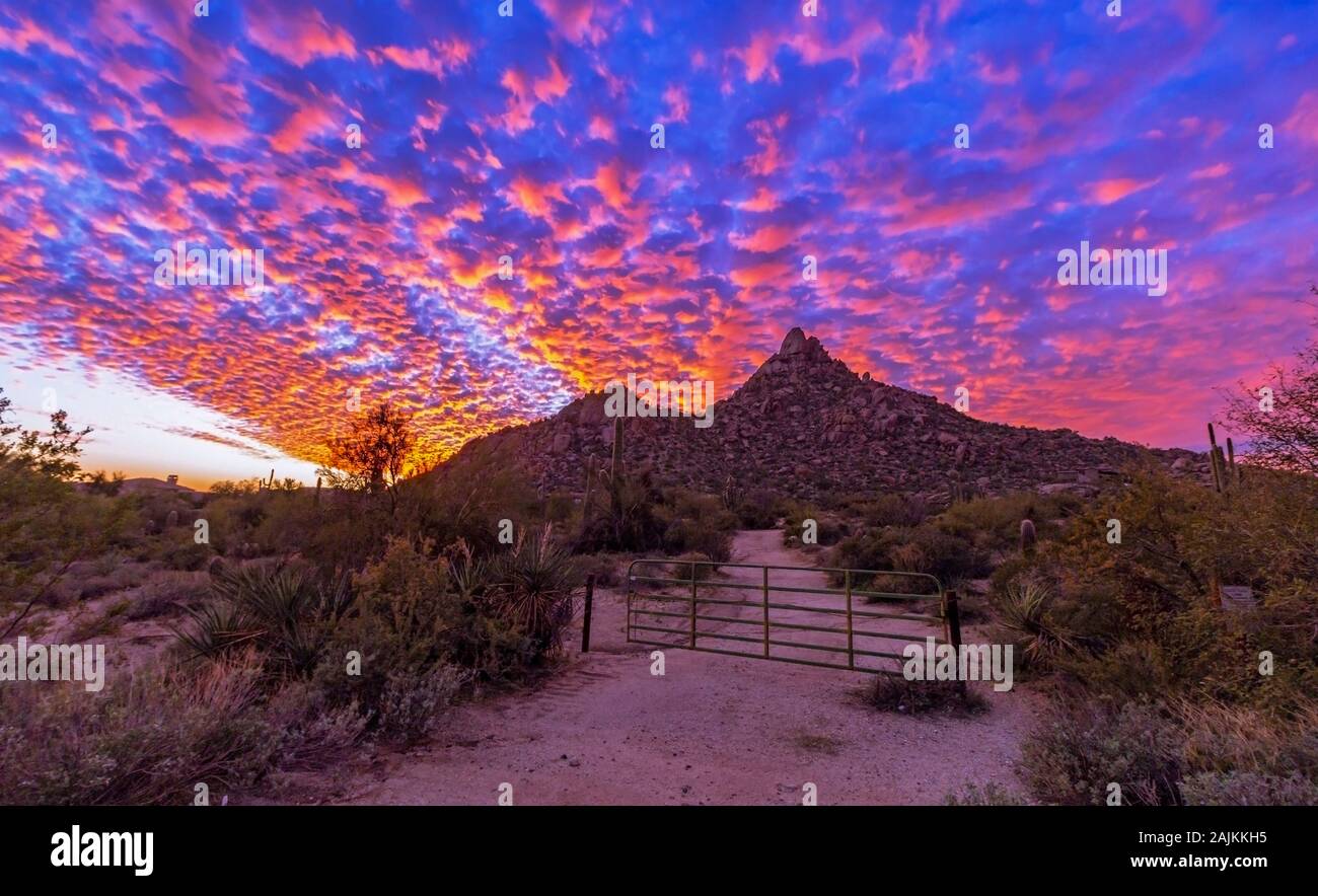Scottsdale Arizona Sunset At Pinnacle Peak Stock Photo