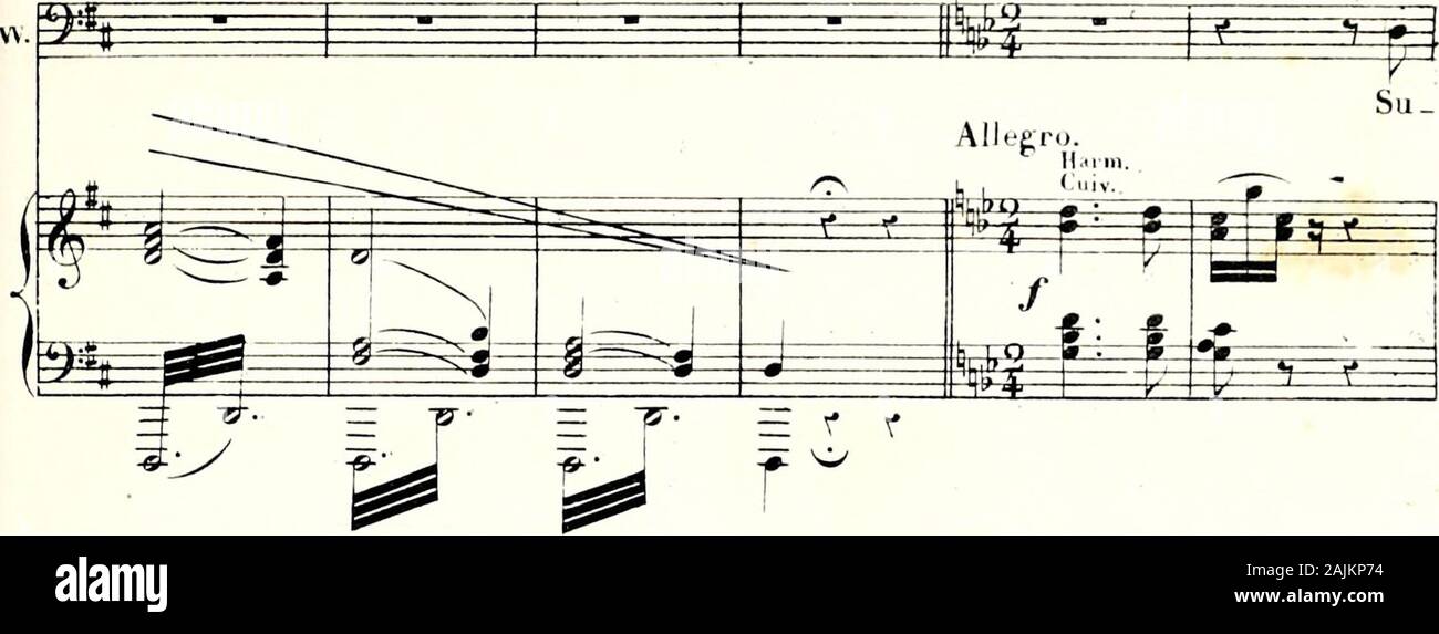 Robinson Crusoé; opéra comique en 3 actes (5 tableaux) . • ^ -*- —r B- Allegro. (J = 132) 21. AV. S t=^ E 1/ 5^E SE* nt — Où lau ra conduit son ca   zanne,où donc est Ro-binson? ... ci.m i.. i^i^l -^$0 p^ n* I -I P Quai. / H.iiii. 1» Oual l^S i*3t H M JL g -1?—g ^ I tJt ÉÊ VW1I. *b* ^ btf. P V g ir—g -* *^ S—£ Z E /- *t pn ce. Cet enJant me met au sup  pli  ce. • • / J» Tuiii Ï3F. S 1*—r- j g alt^ =fc SB t3 ^^ M p f V S V- =^=3* ./ &gt;* w.3S ^T^Ob  ft^ Même mouvement. fffry^Ttf^ - Ah! le mau   dit gar   çon!j]ada me, voLIà votre ou  tfc jzdgfc±==^g i^Yl 1 Stock Photo