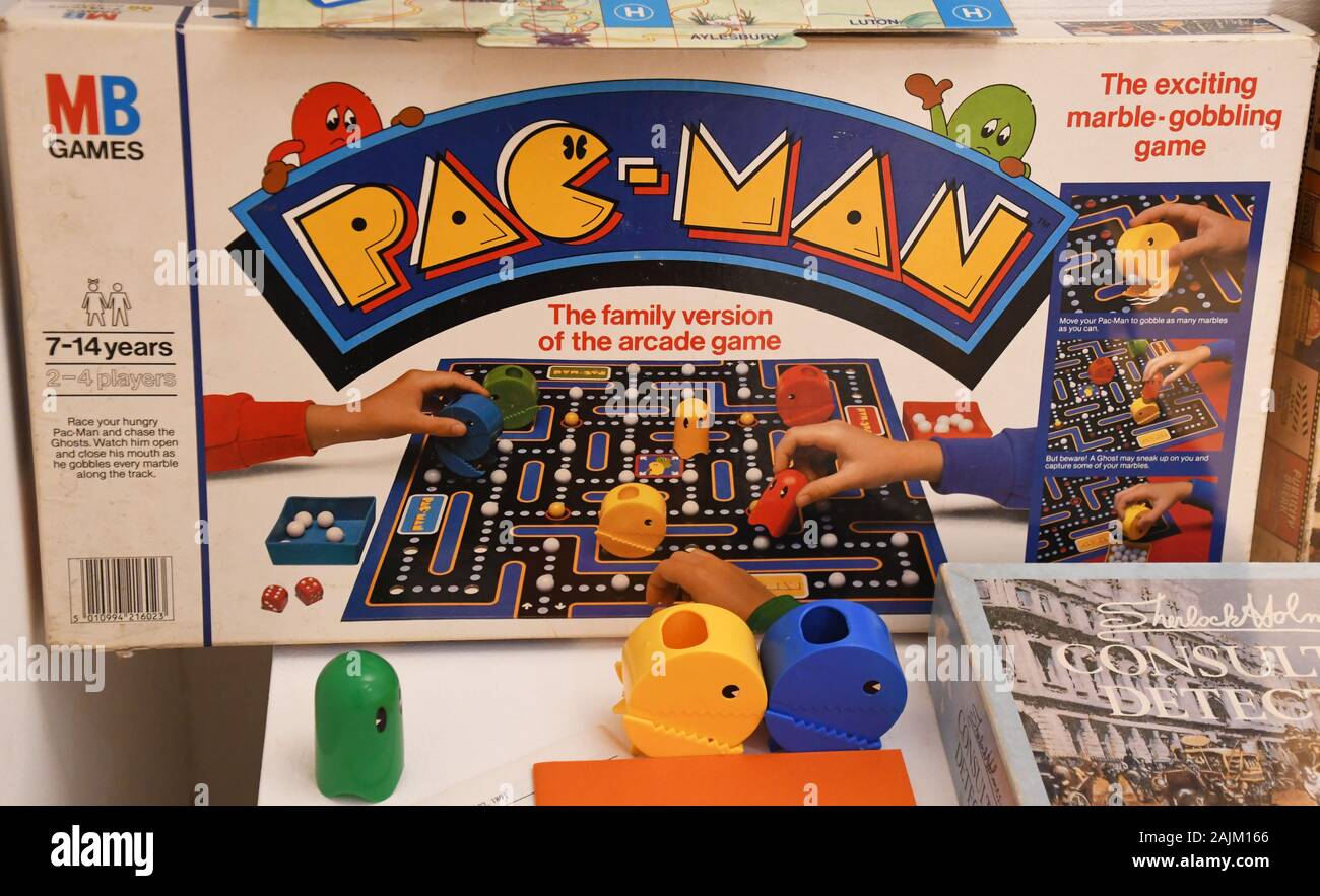 Pac-Man Board Game at the Bucks County Museum toy exhibition, Aylesbury, Buckinghamshire, UK Stock Photo