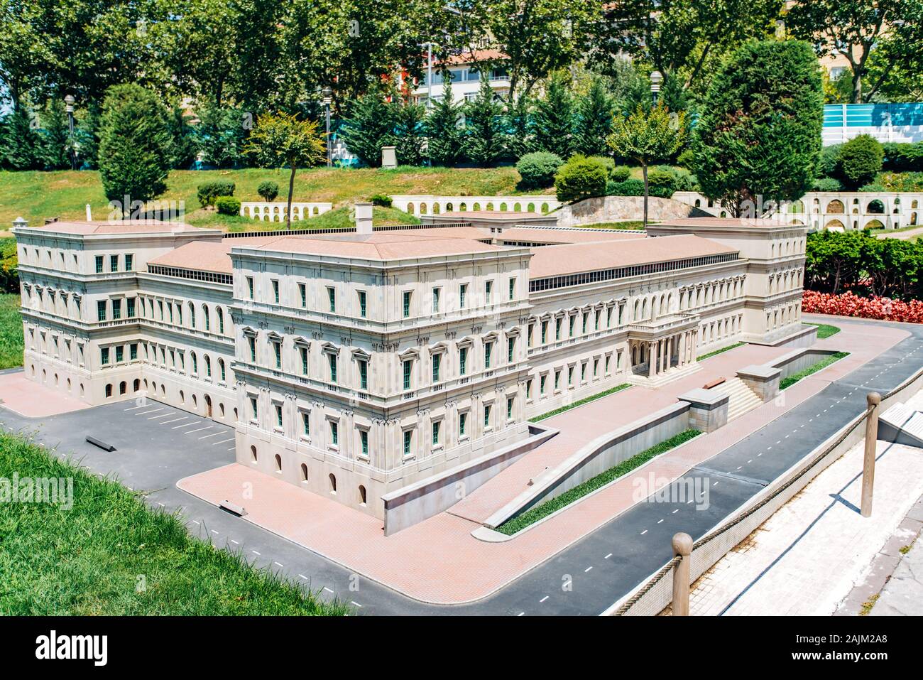 Istanbul, Turkey-July 12, 2017: reduced replica of the Itu Macka Campus. Miniaturk Park is located in Istanbul Stock Photo