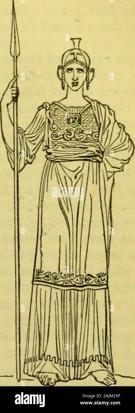 School dictionary of Greek and Roman antiquities . THE AEQIS AS WORN BT ATHENA iMlNEKVA), AENEATORES, were thosewho blewupon wind instruments in the Roman army ;namely, the huccinatores, cornicines, andtubicines. Tliey were also employed in thepublic games. AERA, a point of time from which sub-sequent or preceding years may be counted.The Greeks had no common aera till a com-paratively late period. The Athenians reckoned their years bythe name of the chief archon of each year,v/hence he was called archon eponymus (&px&lt;^viirdvvfios); the Lacedaemonians by one ofthe ephors, and the Argives by Stock Photo