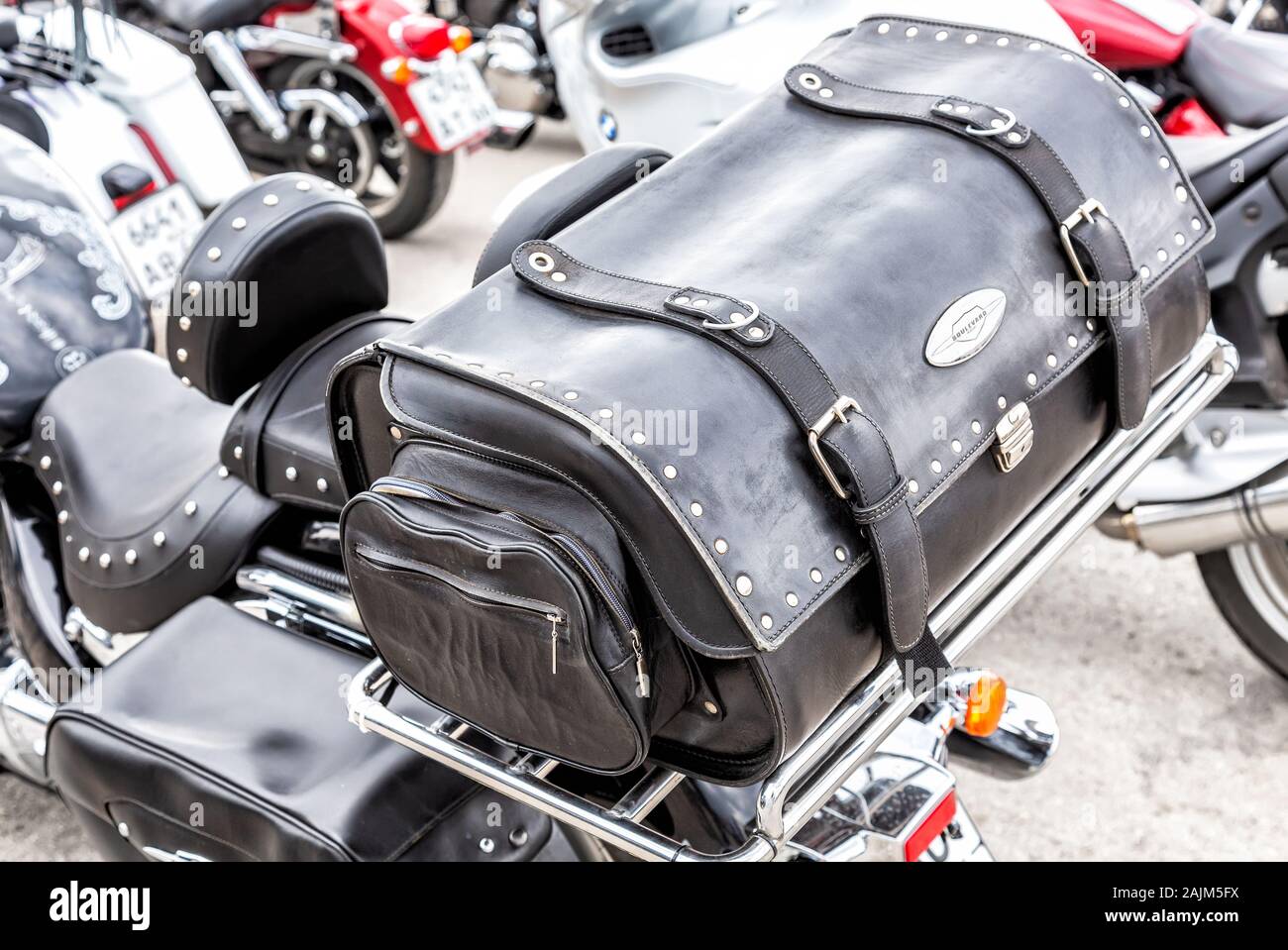 Leather motorcycle luggage hi-res stock photography and images - Alamy