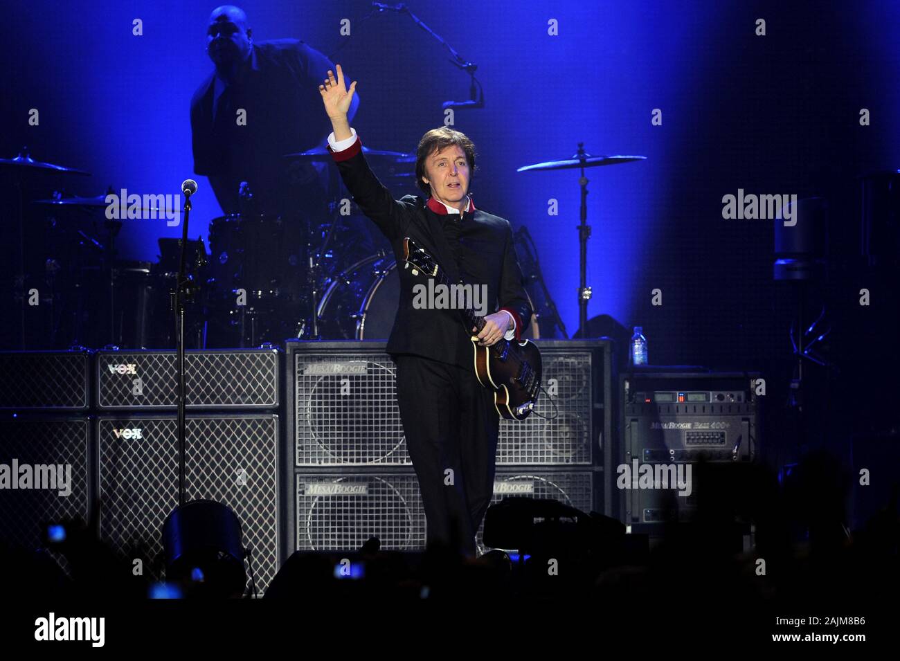 Milan Italy, 27 November 2011,Live concert of Paul McCartney at the  Forum Assago : Paul McCartney during the concert Stock Photo