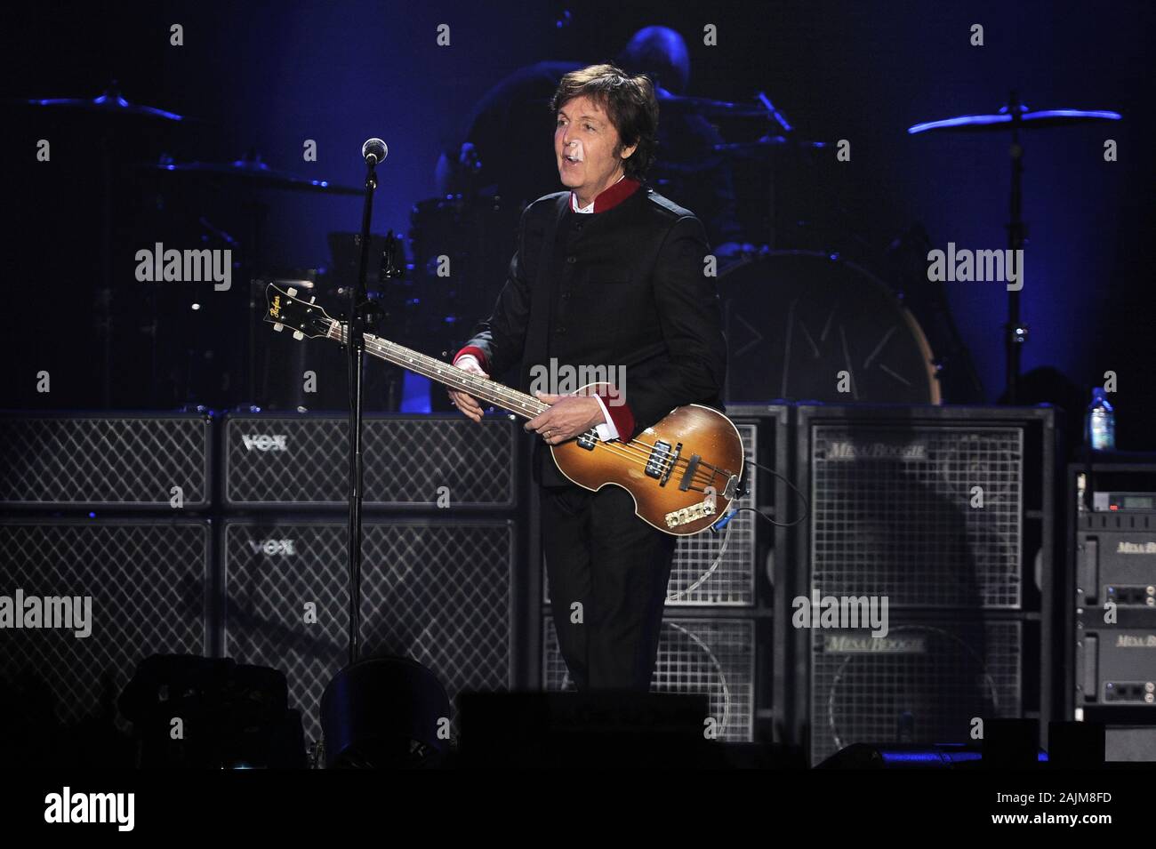 Milan Italy, 27 November 2011,Live concert of Paul McCartney at the  Forum Assago : Paul McCartney during the concert Stock Photo