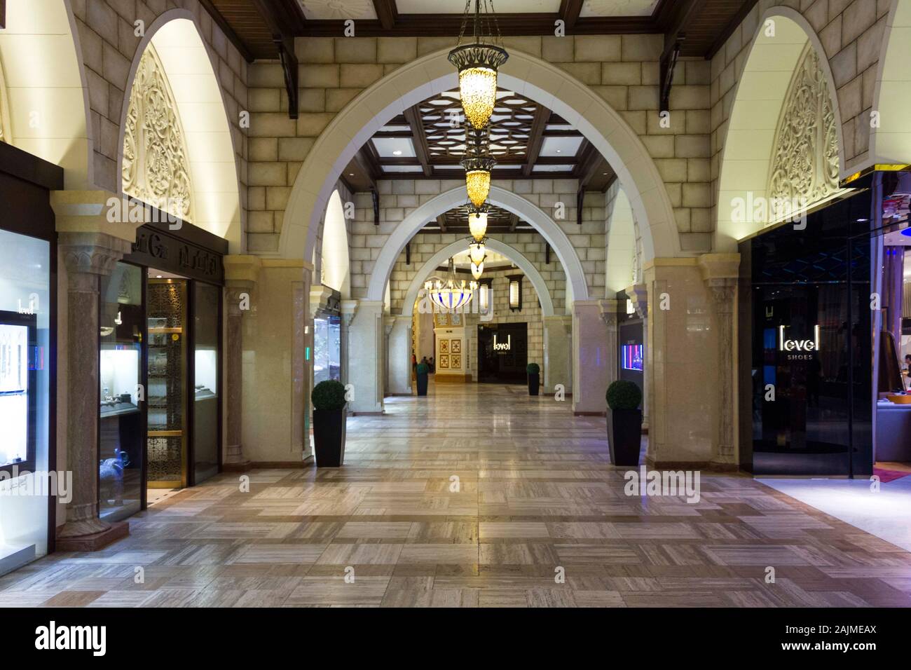 DUBAi, UAE DECEMBER 26 2017 Dubai mall interior, with its arcade