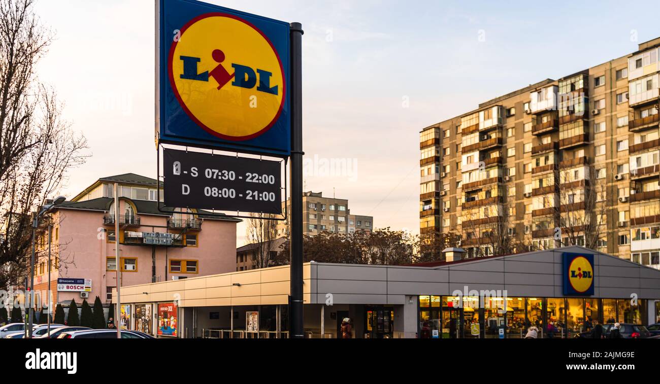 LIDL supermarket and logo. Lidl is a German global discount supermarket